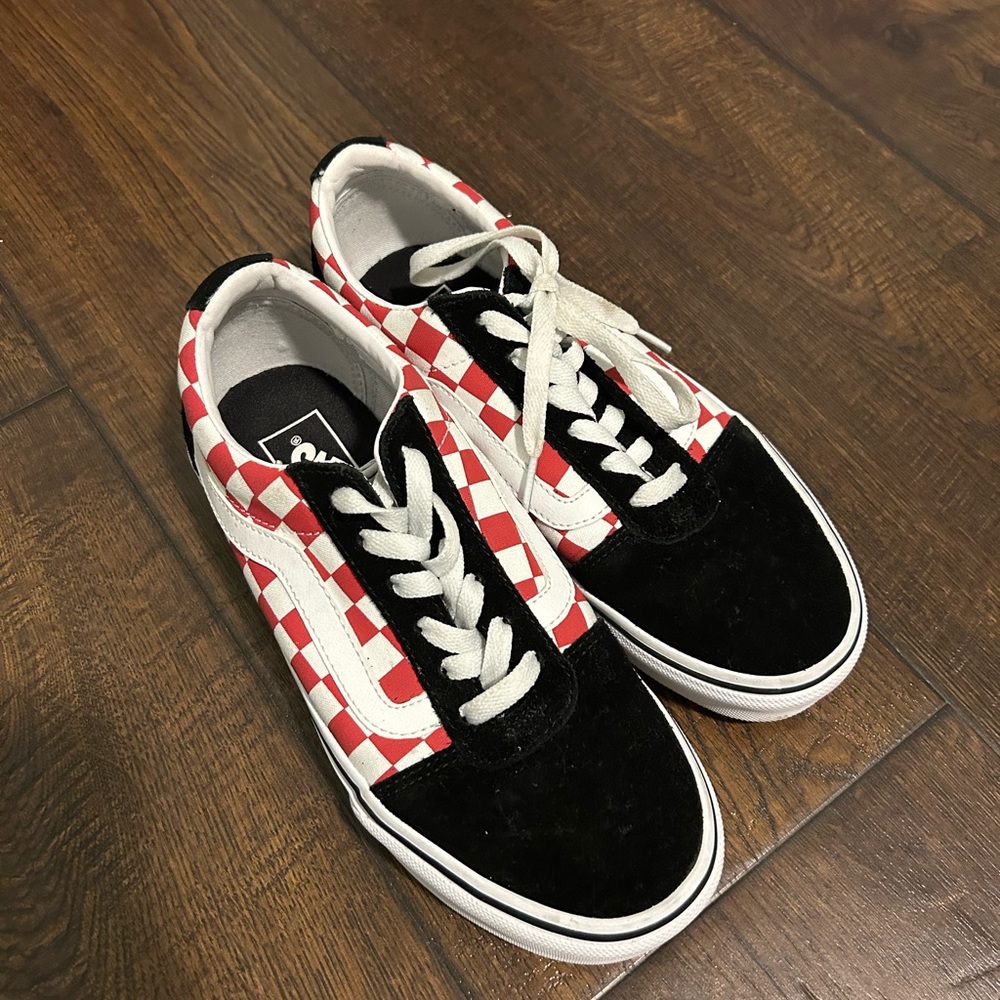 Vans Black and Red Checkered Low-Tops